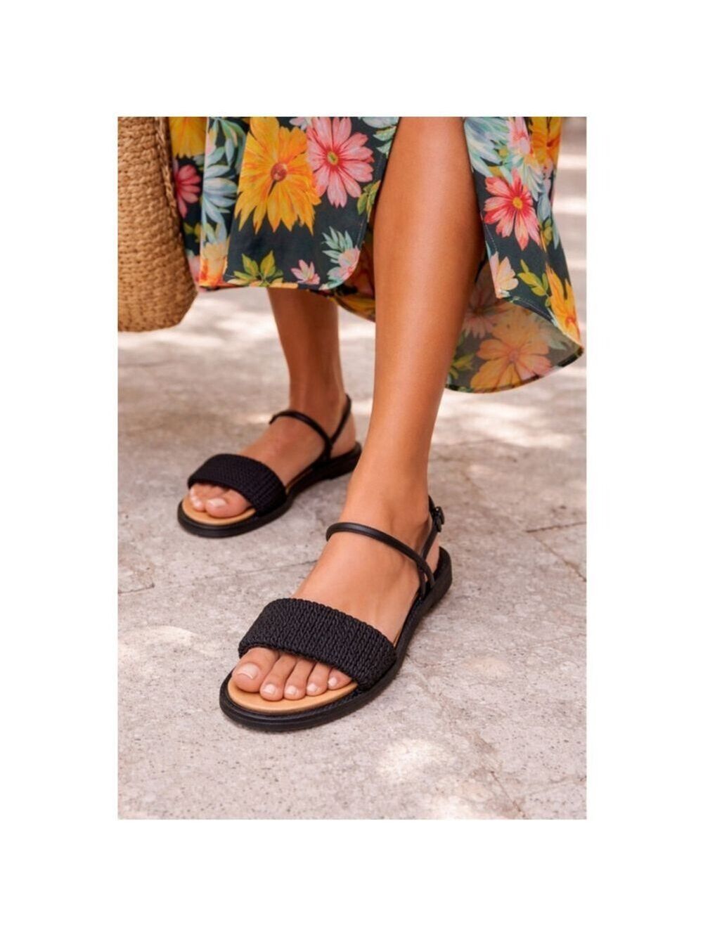 FARM Rio Black Woven Wedge Espadrille Sandals - Size 11